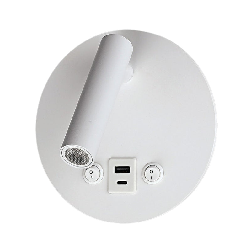 Noa Round LED Bedside Reading Wall Light With Back Light and USB Charging Port - Lighting.co.za