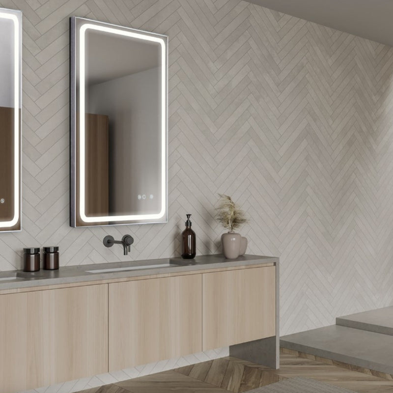 Mia Silver Frontlit with Bluetooth and Defogger Bathroom Mirror 4 Sizes - Lighting.co.za