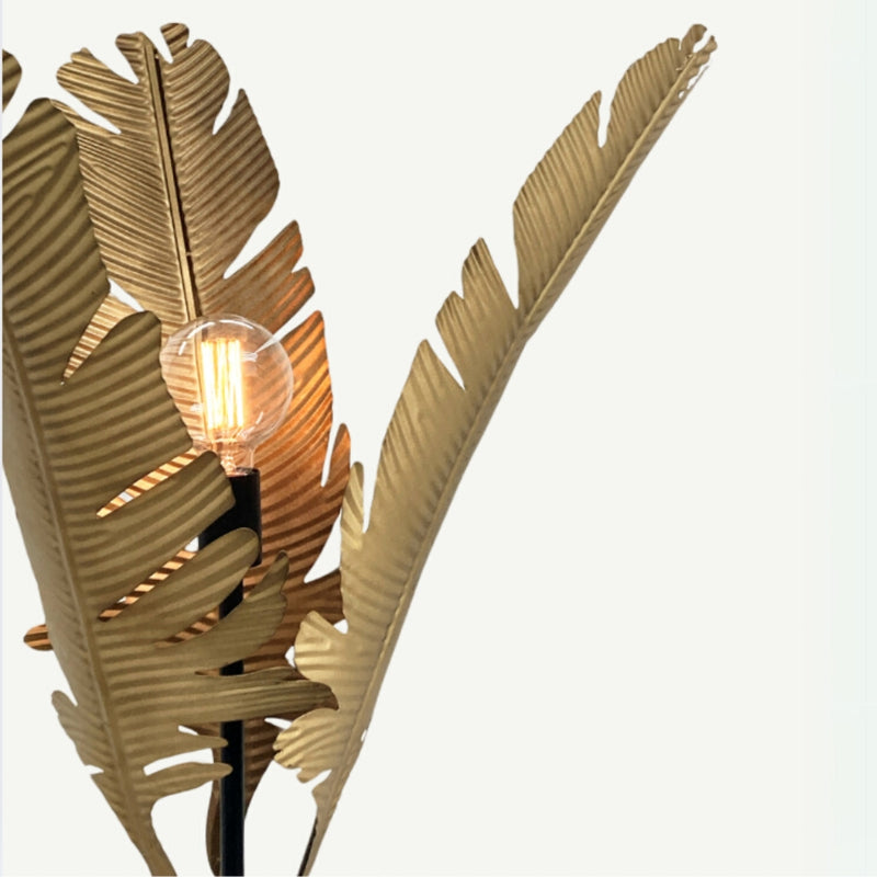 Banana Palm Gold and Black Metal Tall Table Lamp - Lighting.co.za