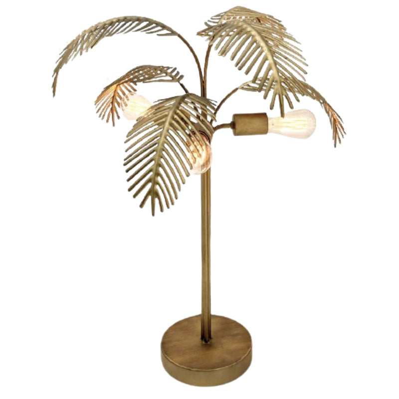 Queen Palm Gold Metal Tall Table Lamp - Lighting.co.za