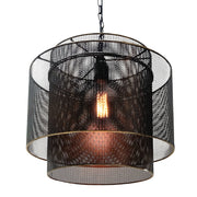 Austin Double Drum Black Mesh and Gold Metal Pendant Light - Lighting.co.za