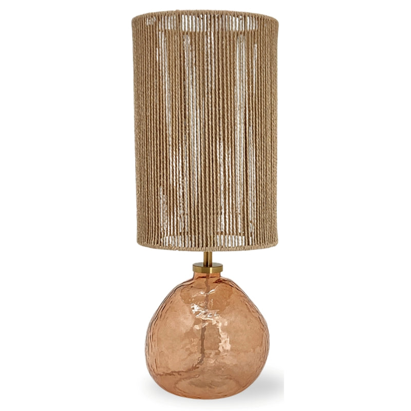Mallen Smoke | Amber Glass Table Lamp with Jute Shade - Lighting.co.za