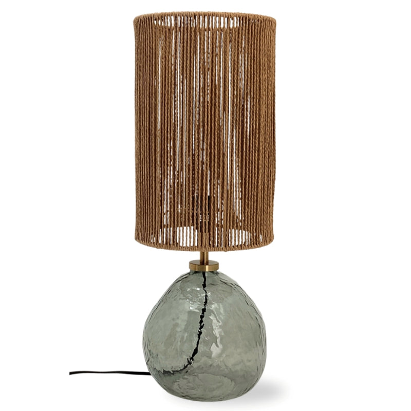 Mallen Smoke | Amber Glass Table Lamp with Jute Shade - Lighting.co.za