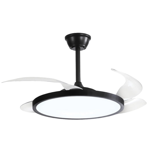 Maya Retractable Clear 4 Blade White | Black LED Ceiling Fan - Lighting.co.za