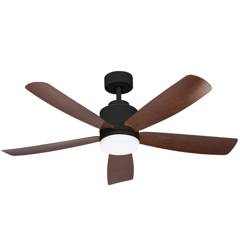 Fuller 5 Blade Black and Wood Look CCT LED Ceiling Fan - Lighting.co.za