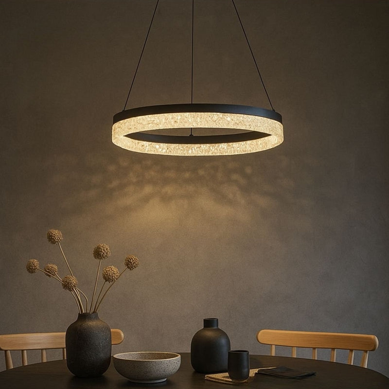 Glint Black and Clear Ring LED Pendant Light - Lighting.co.za