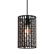 Brody Black and Gold Grid Tall Metal Shade Pendant Light - Lighting.co.za