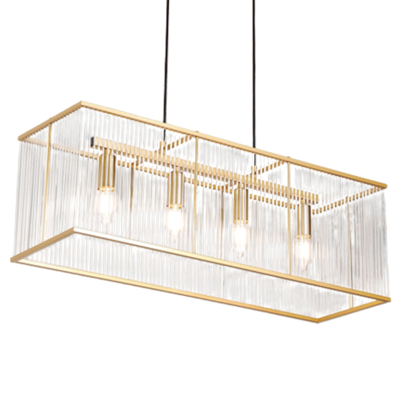 Strata Gold and Clear Acrylic Rectangular Chandelier - Lighting.co.za