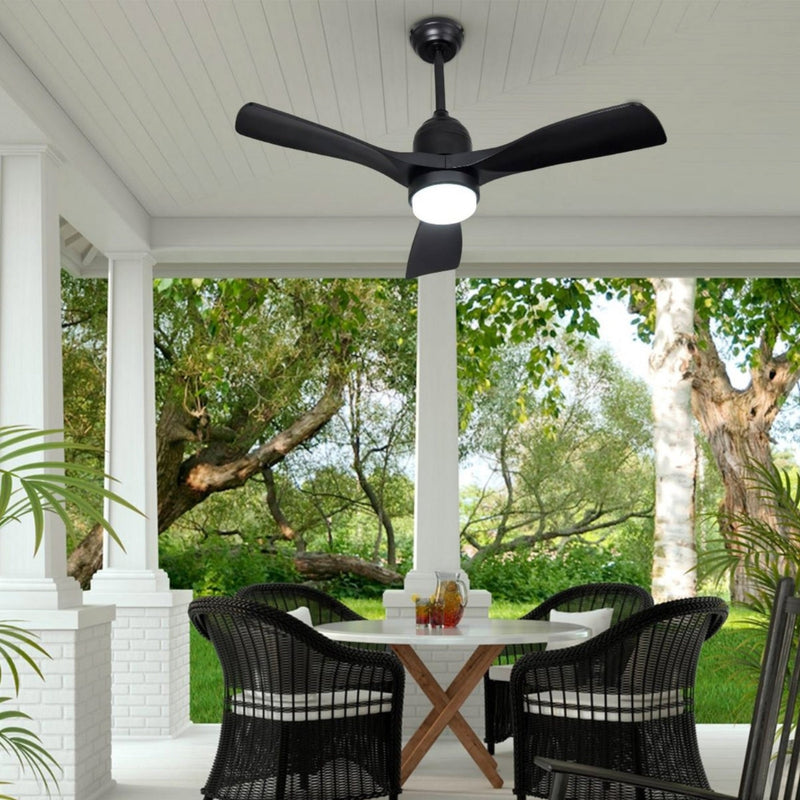 Breeze 3 Blade Black CCT LED Outdoor Ceiling Fan - Lighting.co.za