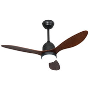 Breeze 3 Blade Black and Dark Wood CCT LED Outdoor Ceiling Fan - Lighting.co.za