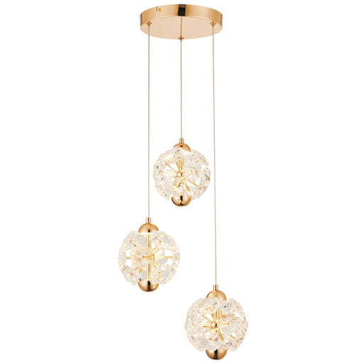 Nuri Gold and Crystal LED Cluster Pendant Light - Lighting.co.za