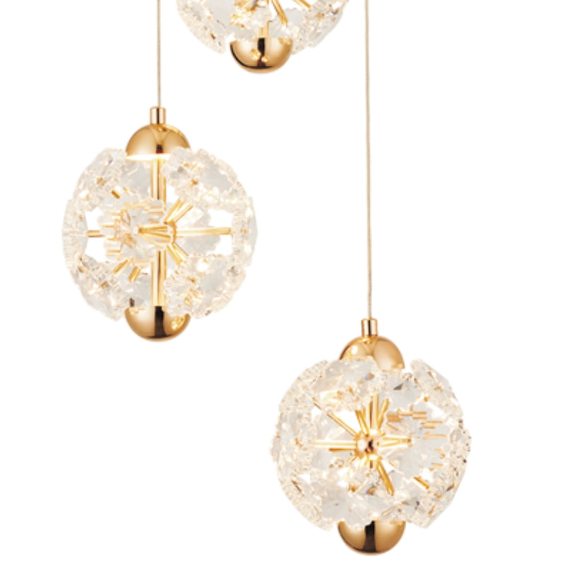 Nuri Gold and Crystal LED Cluster Pendant Light - Lighting.co.za