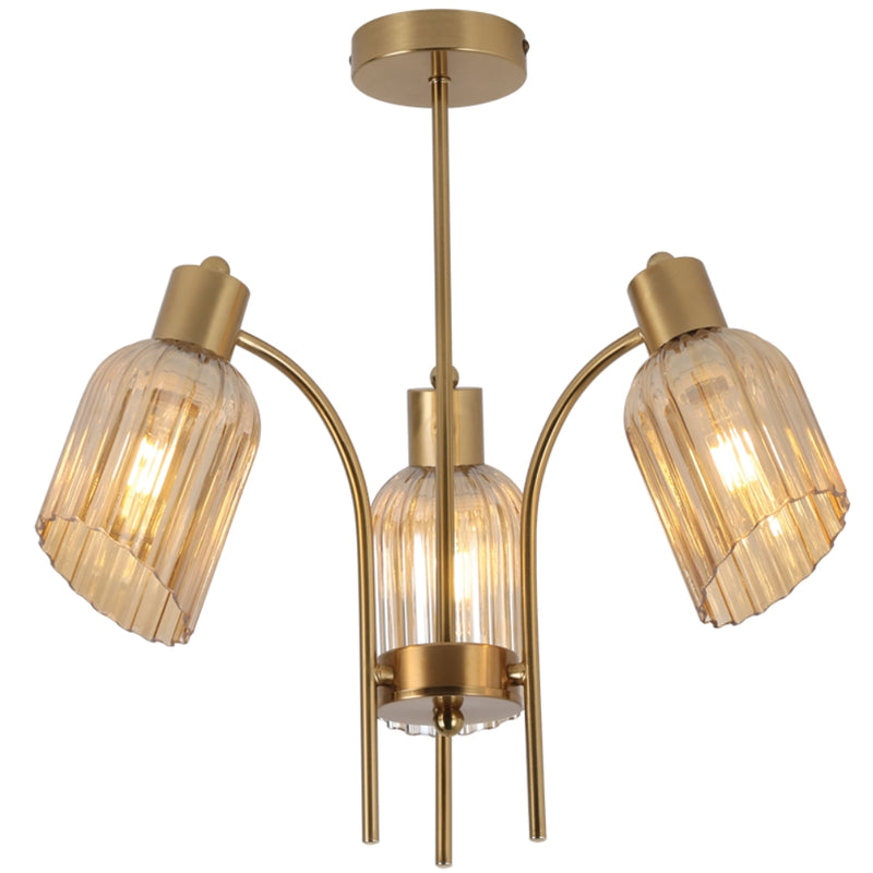 Ambrose Gold and Amber Fluted Glass 3 | 5 Light Chandelier