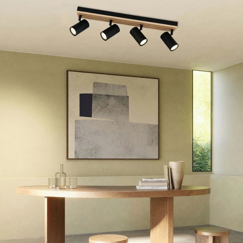 Ascot Black Adjustable GU10 4 Light Spot Light