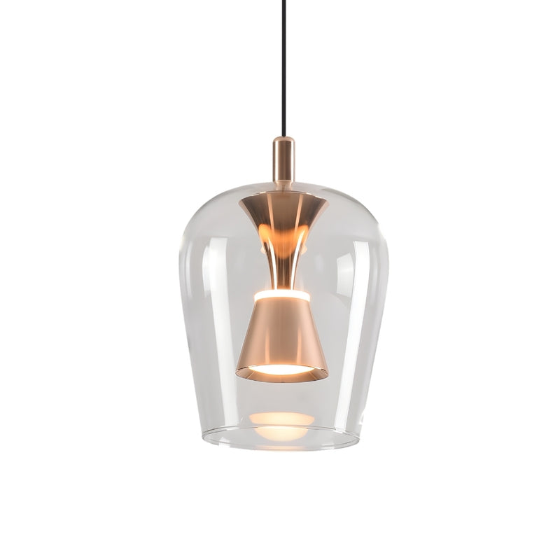 Wizard 7 Light Clear Glass and Golden Cluster LED Pendant Light