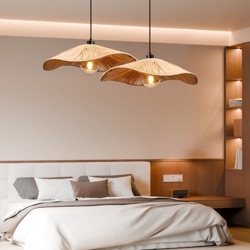 Wave Natural Hemp Rope Rattan Pendant Light