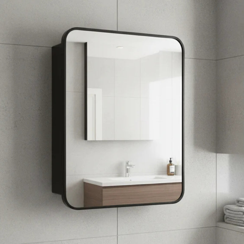 Alfred Black Storage Cabinet Rectangular Wall Mirror