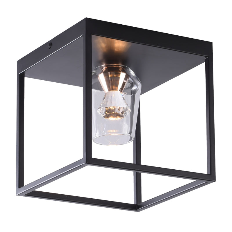 Mason Black And Glass Lantern LED Ceiling Light