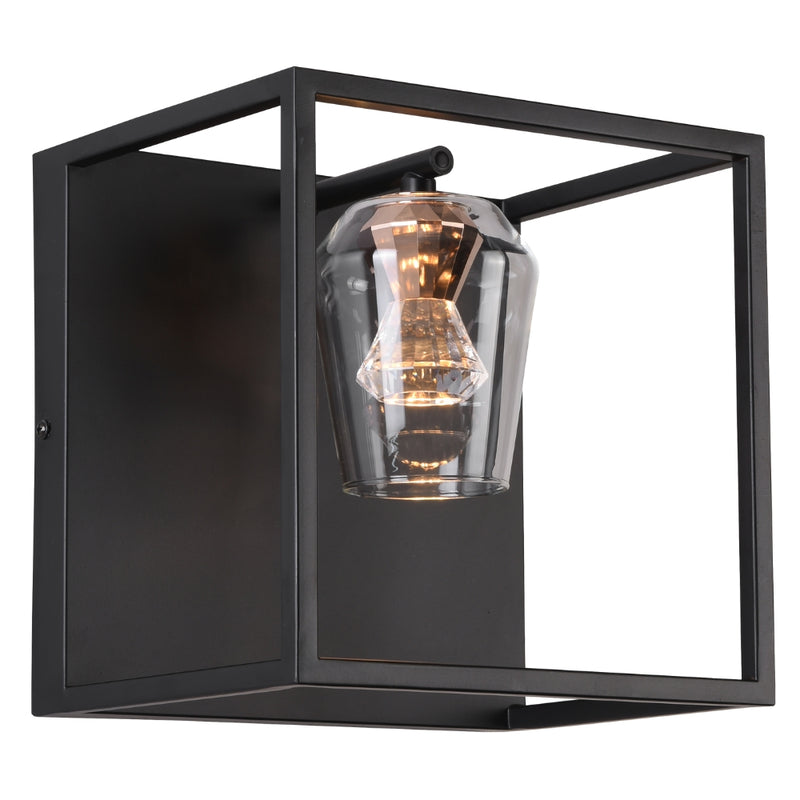 Mason Black And Glass Lantern LED Wall Light