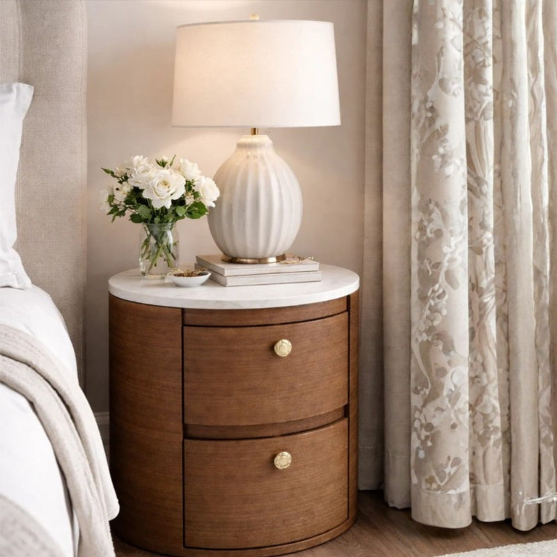 Luna Marble Top Bedside Table