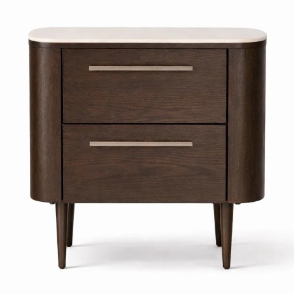 Noir Stone Top Curved Bedside Table — Lighting.co.za