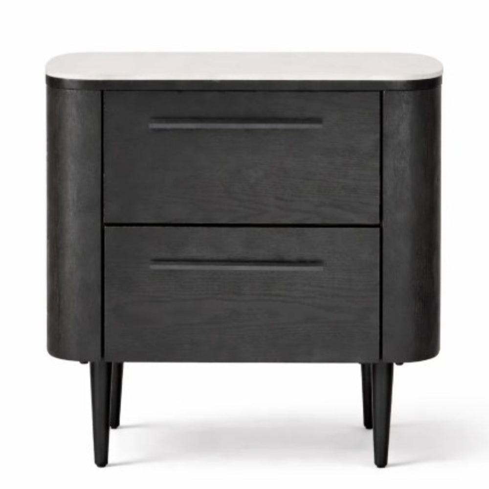 Noir Stone Top Curved Bedside Table — Lighting.co.za