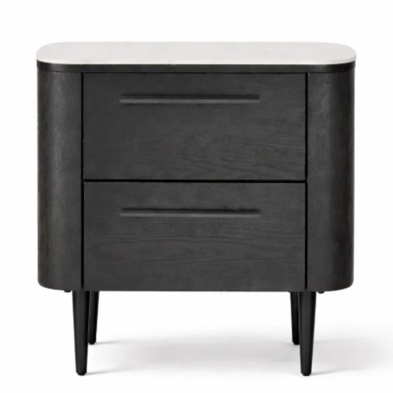 Noir Stone Top Curved Bedside Table