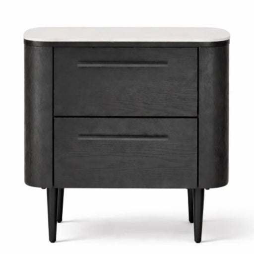 Noir Stone Top Curved Bedside Table - Side Tables - Lighting.co.za