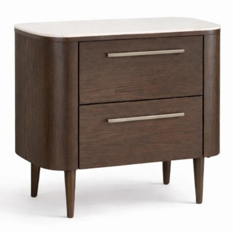 Noir Stone Top Curved Bedside Table