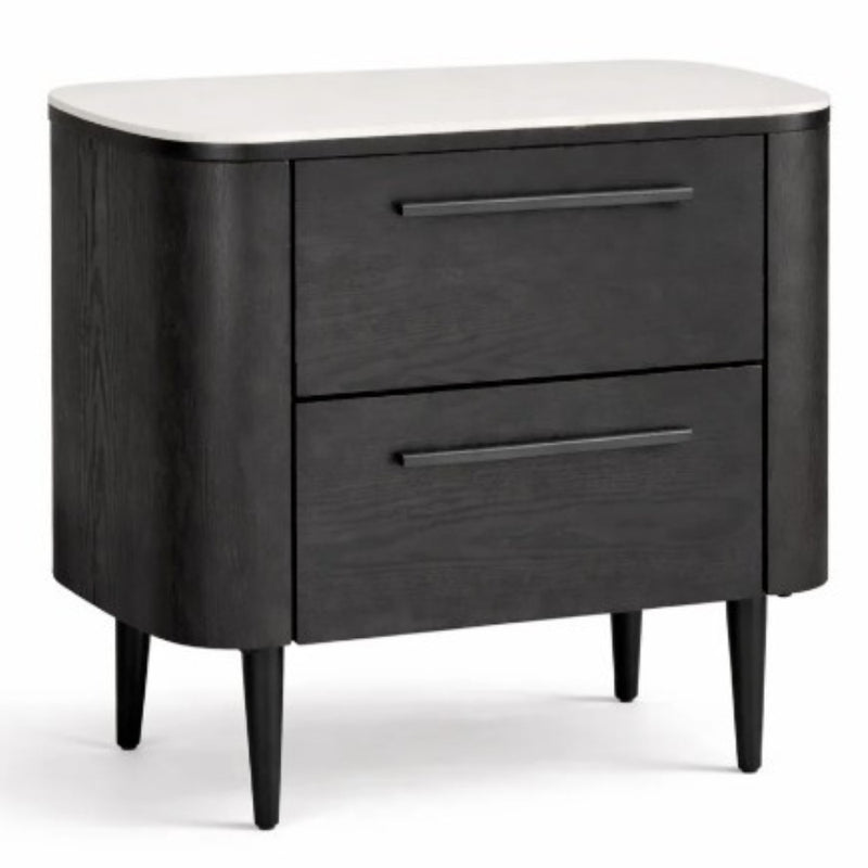 Noir Stone Top Curved Bedside Table