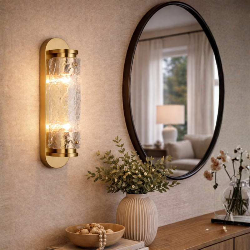 Glacier Clear Glass and Gold Wall Light - Lighting.co.za