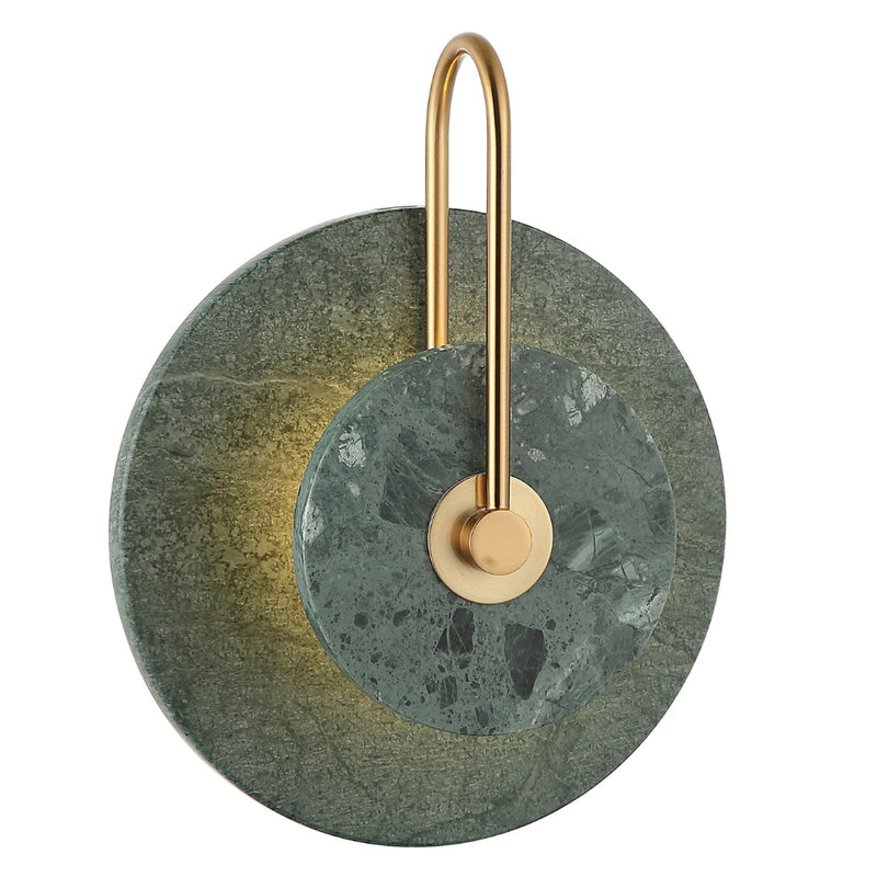Teo Style 2 Round Green Marble and Gold LED Wall Light - Lighting.co.za
