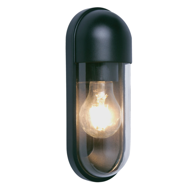 Pier Black and Clear PC Outdoor Wall Light - Lighting.co.za