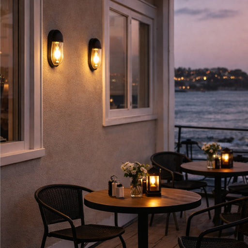 Pier Black and Clear PC Outdoor Wall Light - Lighting.co.za