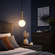 Turin Slim Frosted White Glass and Gold Pendant Light - Lighting.co.za