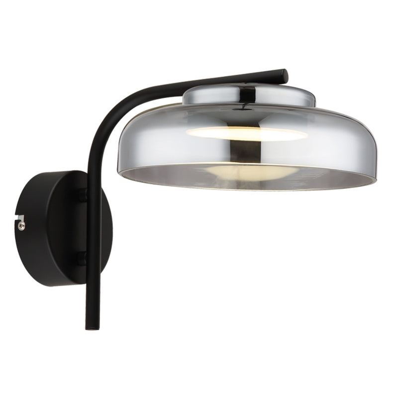 Arlo Smoke Glass and Black LED Wall Light - Lighting.co.za