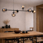 Sphere And Stem Black And Smoke Glass 6L Pendant Light - Lighting.co.za
