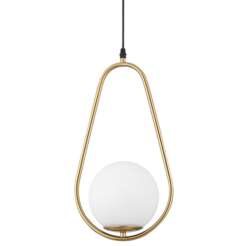 Juno Frosted White Glass and Gold Pendant Light