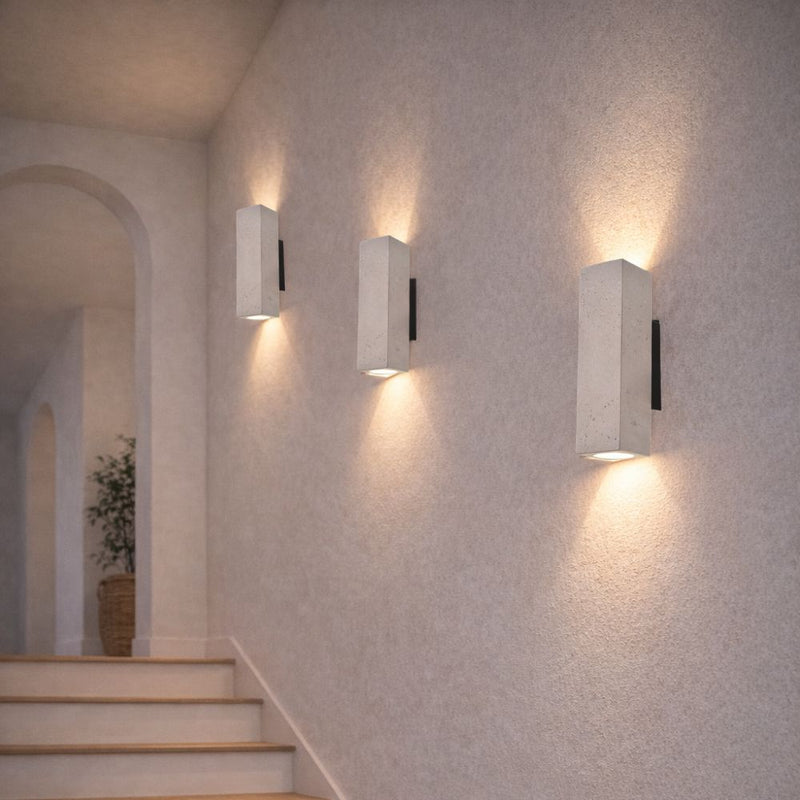 Eterna Square Up Down Travertino Marble Wall Light