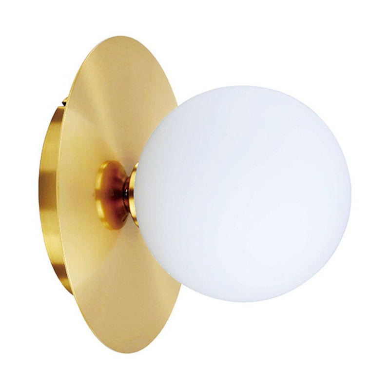 Alden Gold Disk and White Glass Wall Light