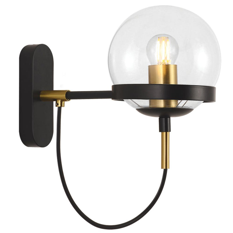 Loop Black and Clear Glass Wall Light - Lighting.co.za