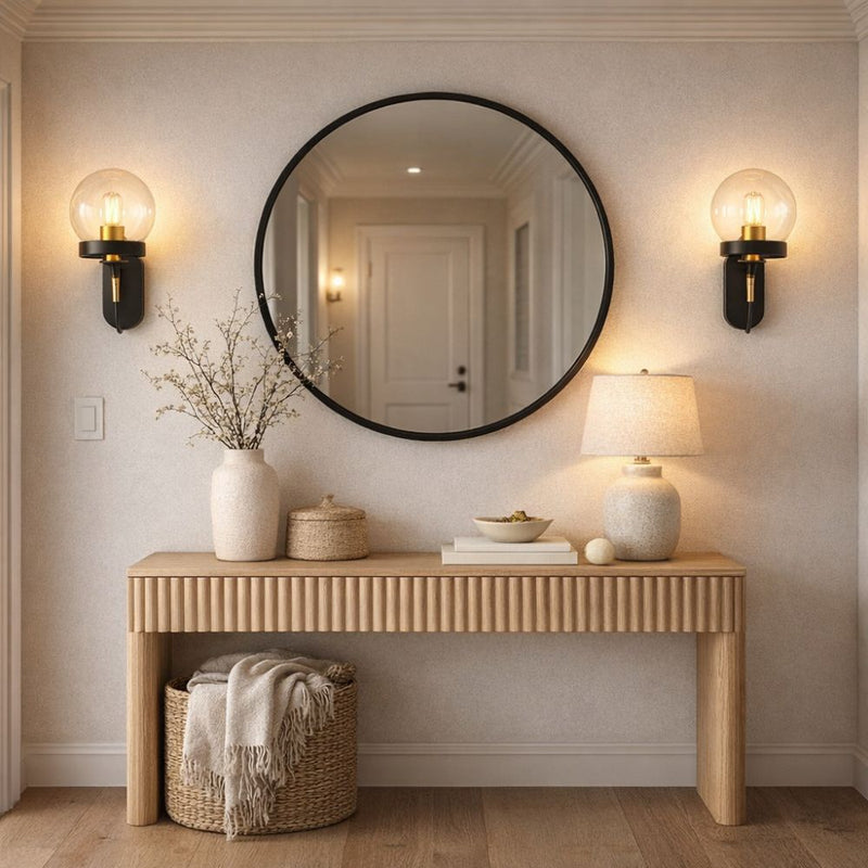 Loop Black and Clear Glass Wall Light - Lighting.co.za