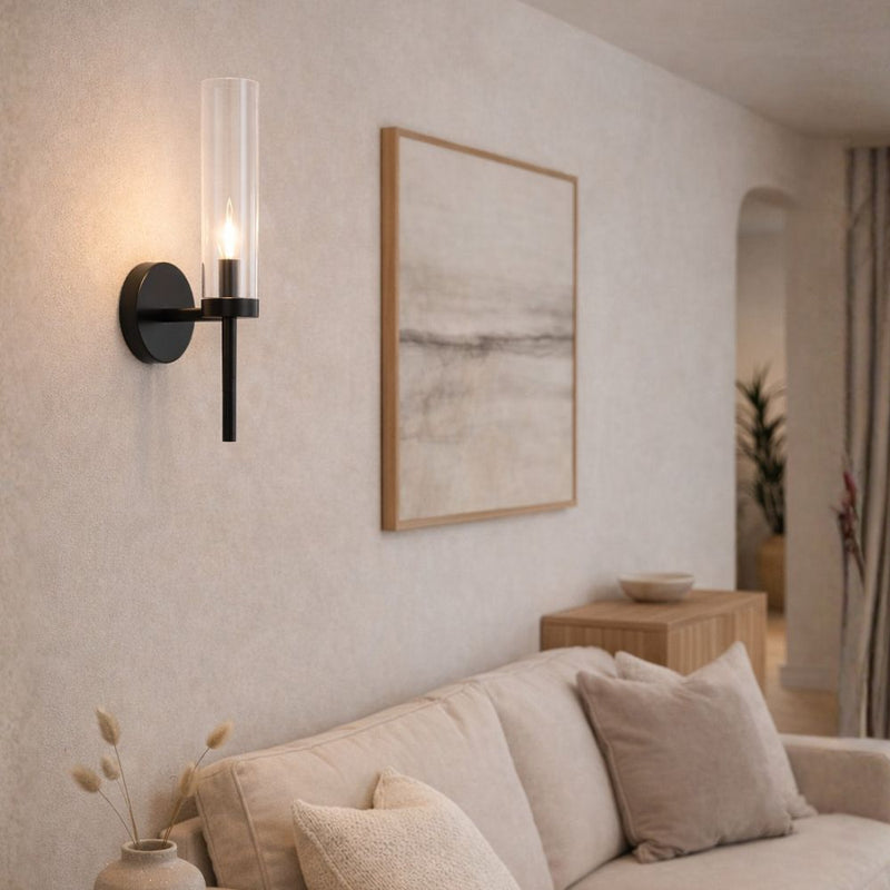 Laderle Black and Clear Glass Wall Light - Lighting.co.za