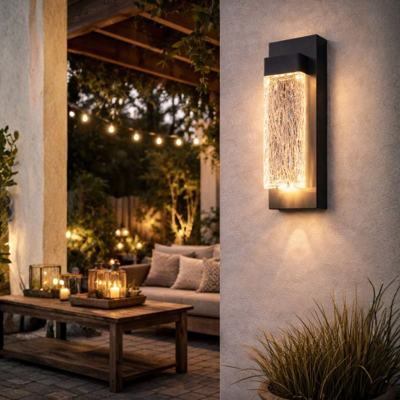 Ripple Black LED Outdoor Lantern Wall Light - Lighting.co.za