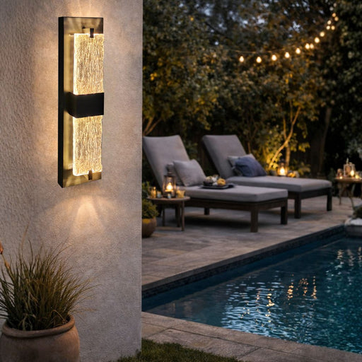 Ripple Double Black LED Outdoor Lantern Wall Light - Lighting.co.za