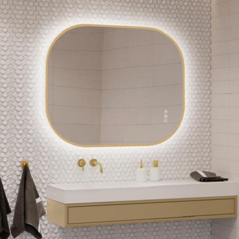 Sharon Gold Frame Backlit CCT LED Bathroom Mirror with Defogger