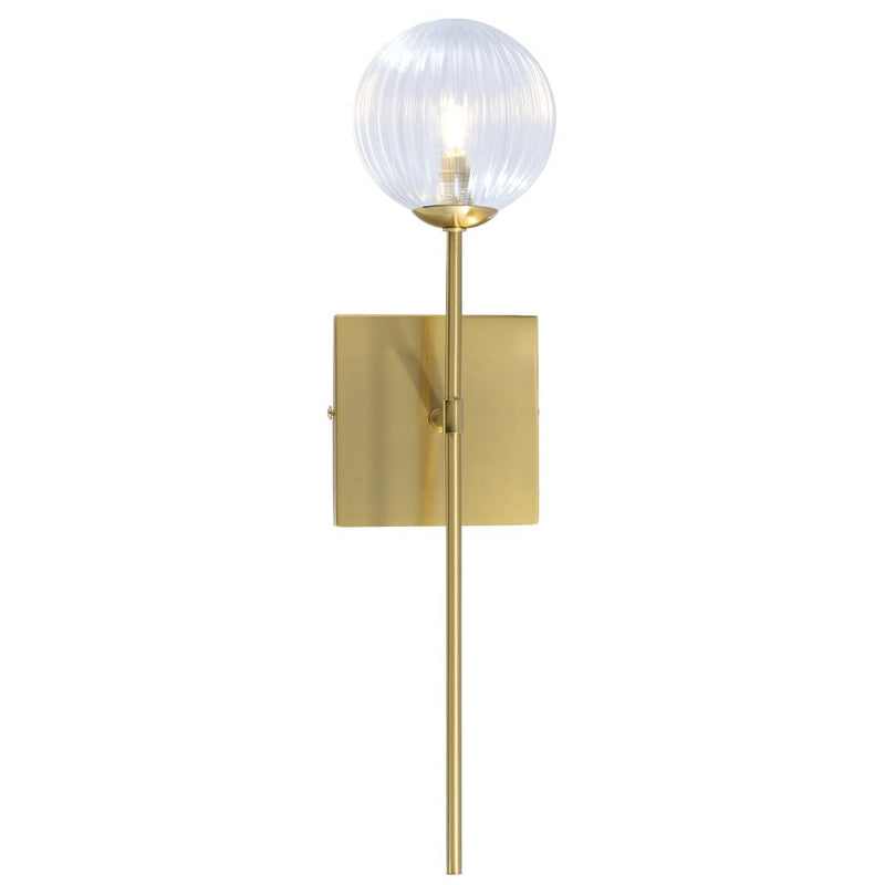 Marzio Gold and Ribbed Clear Glass Wall Light - Lighting.co.za