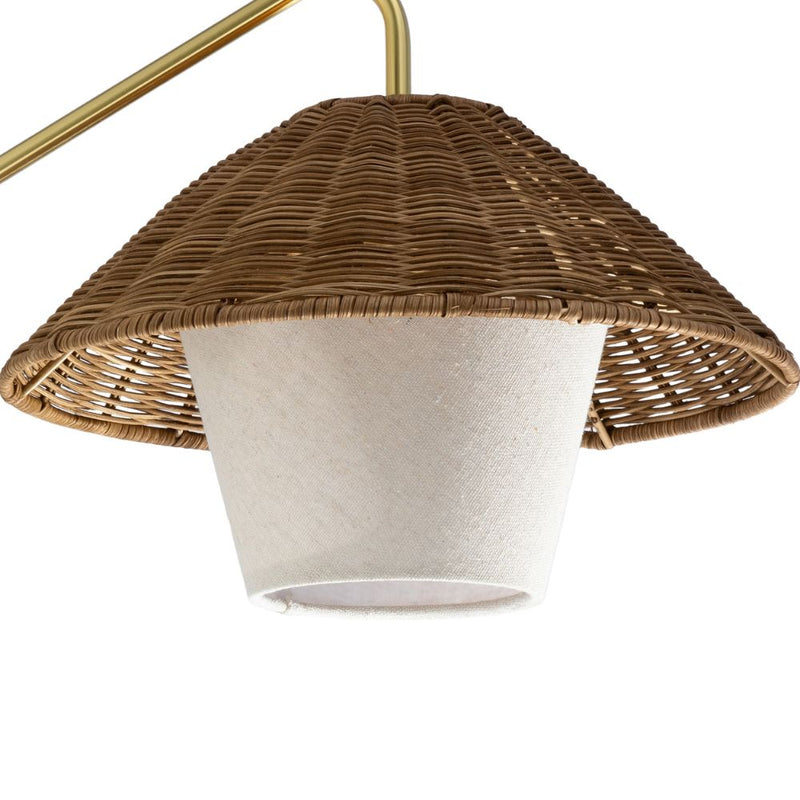 Kira Gold and Rattan Shade Wall Light - Lighting.co.za