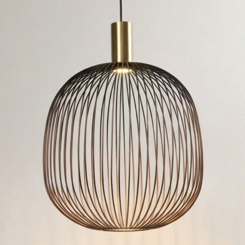 Atlas Black and Gold Wire Shade Pendant Light - Lighting.co.za
