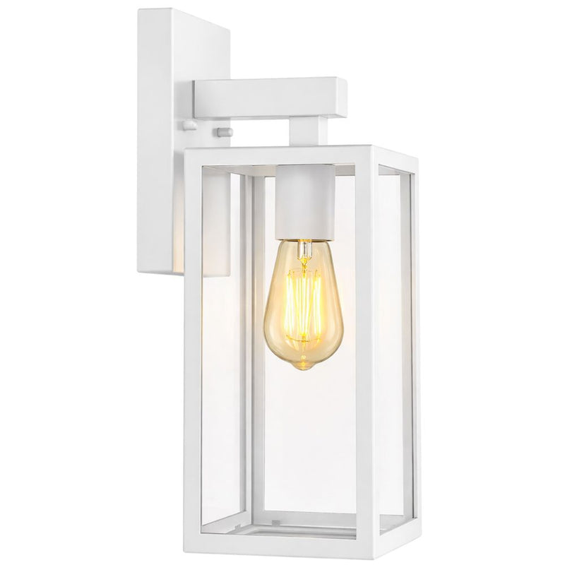 Nova Black | White | Bronze And Clear Glass Lantern Outdoor Wall Light - Lighting.co.za